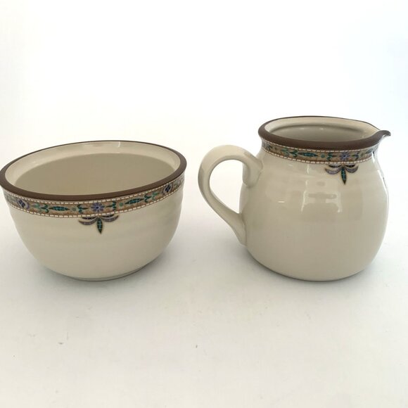 Noritake Chaparral 14 oz Creamer Pitcher and Open Sugar Bowl Stoneware 8482 - Picture 6 of 9